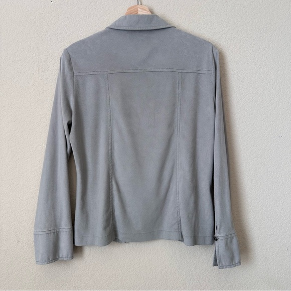 J. Jill Light Sage Green/Gray Button Down Suede Vintage Shirt - Picture 4 of 6